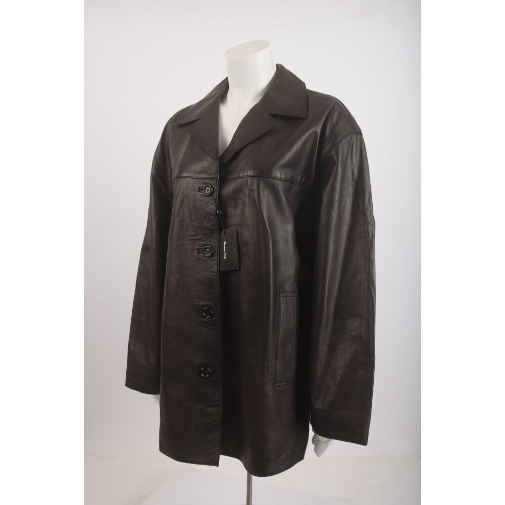 Massimo Dutti Womans Leather Coat Jacket Size M Black 4706/816 Nwt $350 — image 4 of 8